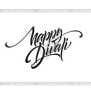 Happy divali festival of lights black calligraphy - vector image