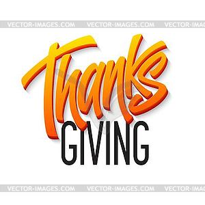 Happy thanksgiving brush hand lettering. Calligraphy - vector clip art