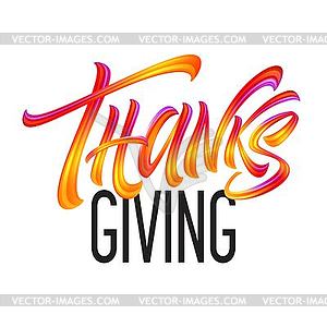 Lettering Thanksgiving Paint Texture  - vector image