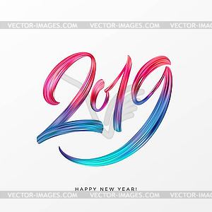 2019 New Year of colorful brushstroke oil or acryli - vector clipart