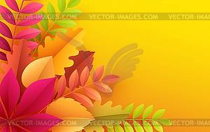 Paper autumn leaves colorful background. Trendy - vector clip art