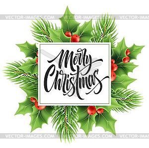 Merry Christmas greeting card template - vector clipart