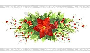 Christmas poinsettia flower realistic - vector image