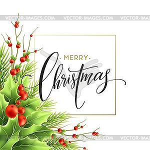 Merry Christmas greeting card design - vector clipart