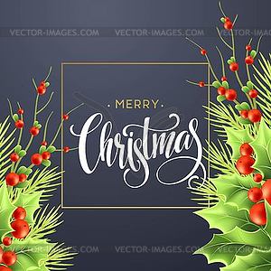 Merry Christmas greeting card design - vector image