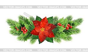 Christmas poinsettia flower realistic - vector clipart / vector image