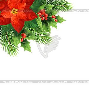 Красный пуансеттия цветок реалистичный - векторное изображение клипарта