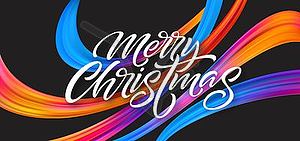 Merry Christmas lettering banner design - vector image