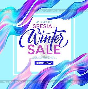 Winter sale lettering banner with color fantastic - vector clipart