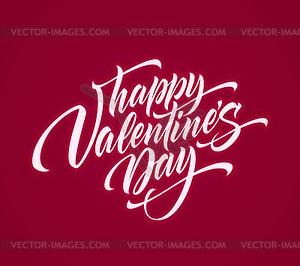 Valentines Day neon script lettering - vector clipart