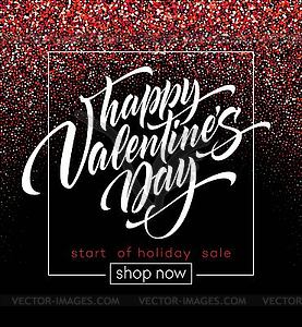 Happy Valentines Day lettering greeting card on - vector image