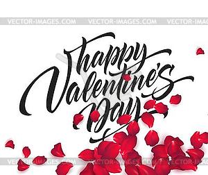 Happy Valentines day hand lettering, modern - royalty-free vector clipart