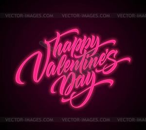 День Святого Валентина неоновые надписи - векторный клипарт