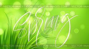 Frash Spring green grass background with handwritin - vector image