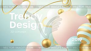 Flowing soft spheres. Abstract background with 3d - vector clip art