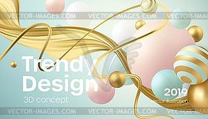 Flowing soft spheres. Abstract background with 3d - vector clipart