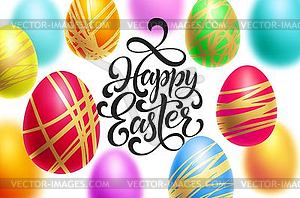 Happy Easter background template with lettering wit - vector clip art