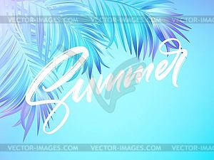 Summer lettering design in colorful blue and - vector clipart