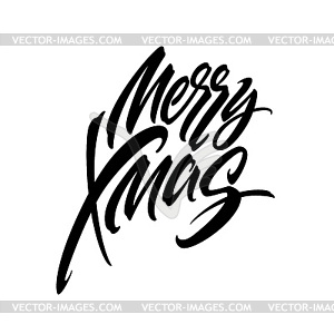 Merry Christmas calligraphy - white & black vector clipart