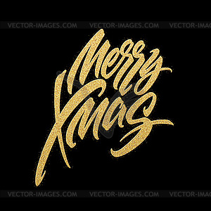 Merry Christmas gold glitter lettering design. - vector image