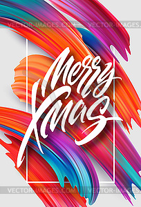Merry Christmas lettering banner design - vector clipart