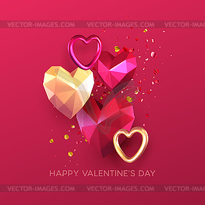 Valentines Day festive background with realistic - royalty-free vector image
