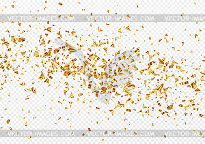 Gold foil confetti on transparent white - vector image