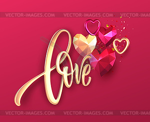 Valentines Day festive background with realistic - vector image