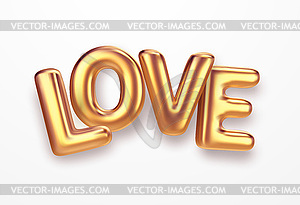 Realistic gold metallic lettering Love  - vector image