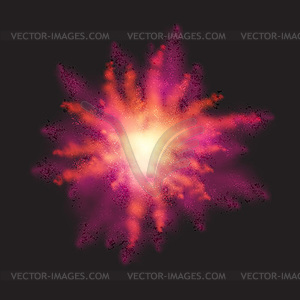 Realistic color dust for Holi festival on dark - vector clip art