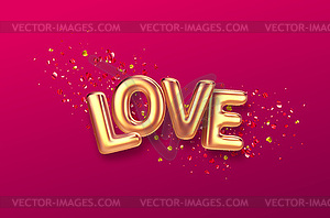 Воздушные шары надпись Любовь на фоне цвета - изображение в векторе