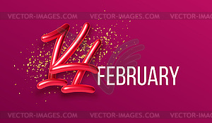 February 14 Golden realistic 3d lettering. - vector clipart