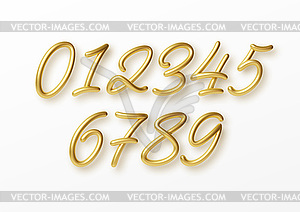Realistic 3d lettering numbers . Golden numbers set - vector clip art