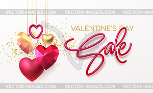 Valentines Day Sale background with realistic - vector clipart