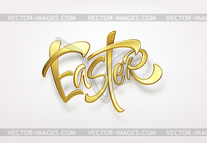 Golden metallic shiny typography Happy Easter. 3D - color vector clipart