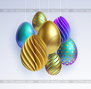 Set of different 3D realistic, shiny, golden, - vector clipart