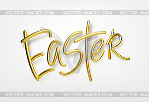 Golden metallic shiny typography Happy Easter. 3D - vector image