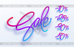 Rainbow Sale lettering numbers in 3d style. - vector clip art
