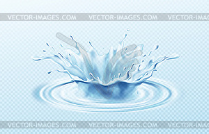 Water crown realistic on transparent blue - vector image