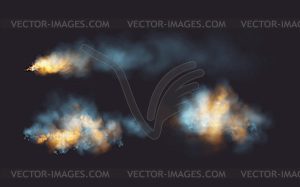 Set Realistic smoke and fire shapes on black - vector clipart / vector image