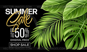 Golden metallic summer sale lettering on bright - vector clipart