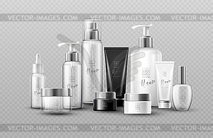 Cosmetic bottle mock up set packages on gray - vector clipart