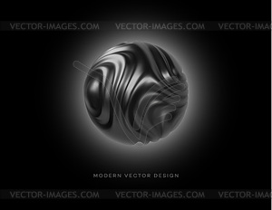 Black metal organic shape 3d sphere . Trend design - vector clip art