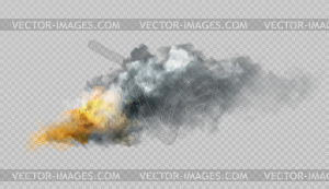 Realistic smoke and fire shapes on black background - vector clipart