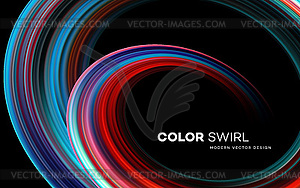 Color bright swirl organic 3d shape. Colored flow - vector clip art