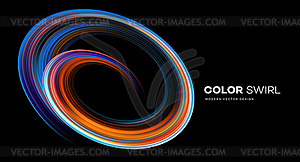 Color bright swirl organic 3d shape. Colored flow - vector image