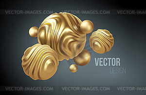 Golden metal organic shape 3d sphere background. - vector EPS clipart