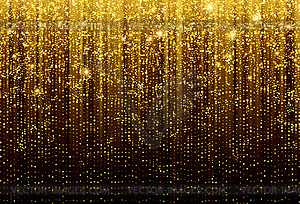 Black Background with falling golden sparkles - vector image