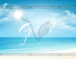 Seaside lettering on background of sea beach - vector EPS clipart