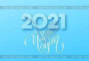 2021 С Новым годом кисть надписи на синем - рисунок в векторном формате